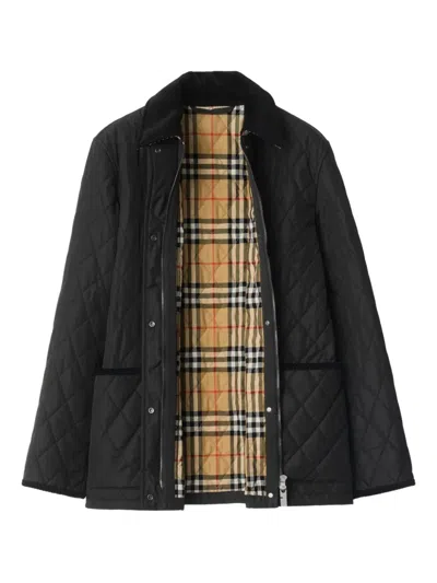 Burberry Black Quilted Jacket With Belt Women In Black