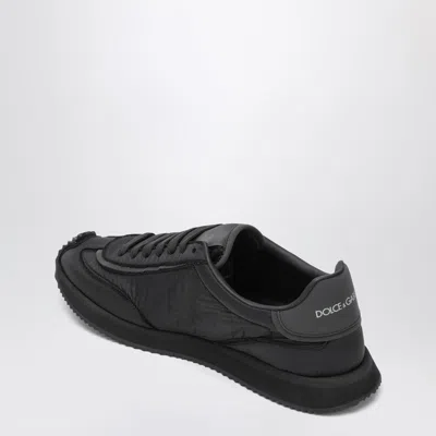 Dolce & Gabbana Low-top Nylon Sneakers With Leather Inserts In Brown