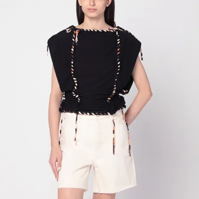 Isabel Marant Zohra Relaxed Fit Cotton Top With Drawstring In Black
