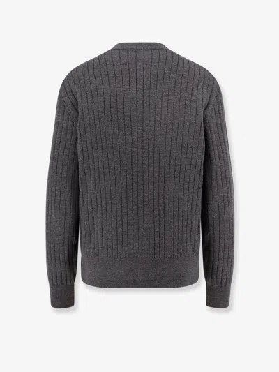 Bottega Veneta Ribbed Knit Sweater With Button-down Front In Gray