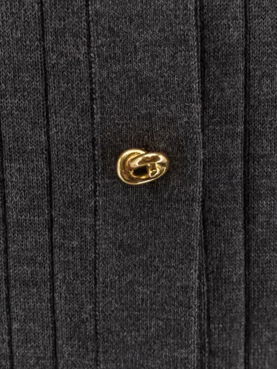 Bottega Veneta Ribbed Knit Sweater With Button-down Front In Gray