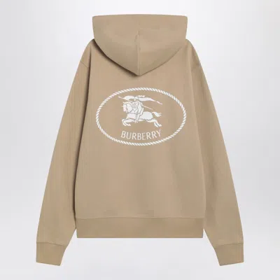 Burberry Knight Stamp Hoodie With Front Pocket In Nude