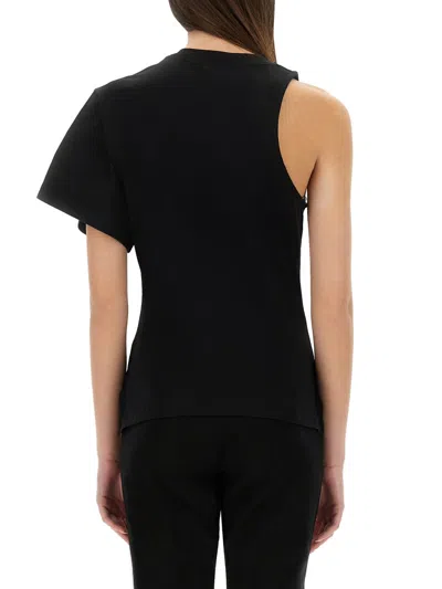 Courrèges Courregès Oneshoulder Tshirt In Scuba In Black