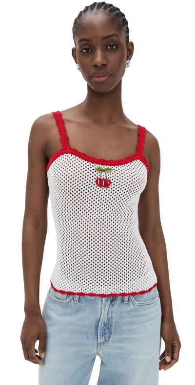 Wayf Marcie Embroidered Cami Ivory In White