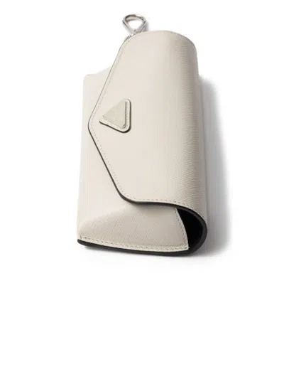 Prada Triangle-logo Eyeglasses Case In Gray