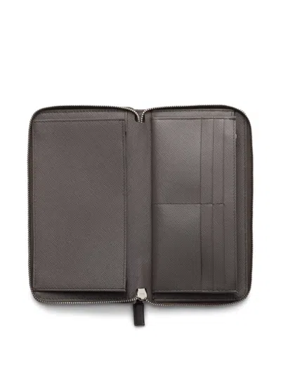 Prada Saffiano Leather Wallet In Gray