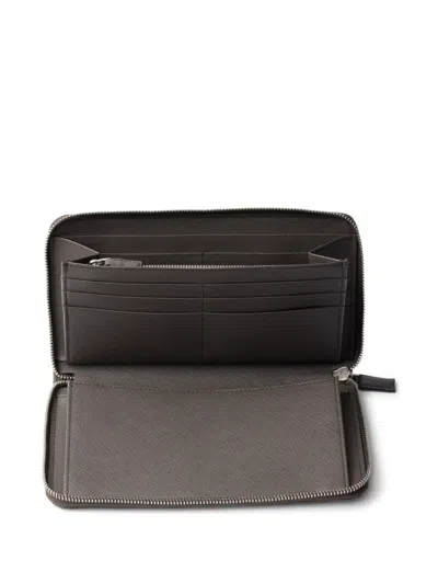 Prada Saffiano Leather Wallet In Gray
