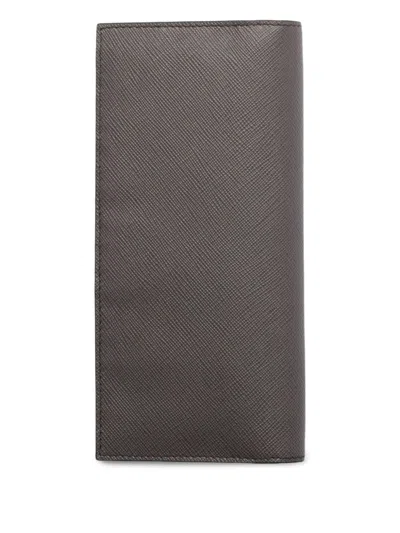 Prada Saffiano Leather Wallet In Gray