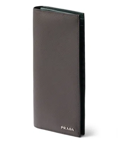 Prada Saffiano Leather Wallet In Gray