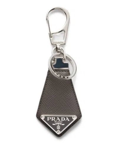 Prada Keyring Charm In Gray