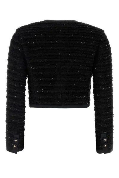 Dolce & Gabbana Sequin-embellished Tweed Jacket In Black