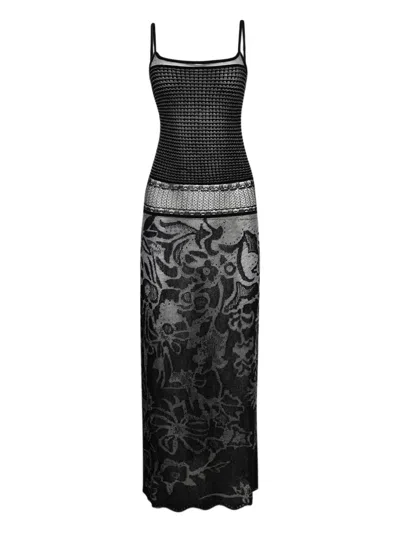 Roberta Einer Patterned Midi Dress In Black