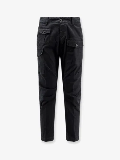 Dsquared2 Cotton Cargo Pant Trousers With Multiple Pockets In Black