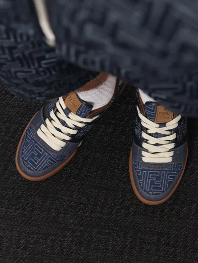 Fendi Match Jacquard Ff Sneaker Blue In Multi