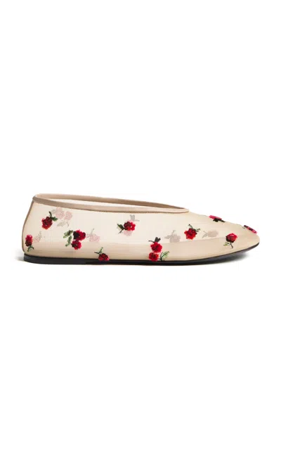 Khaite Marcy Raspberry-embroidery Ballet Flats In Neutral