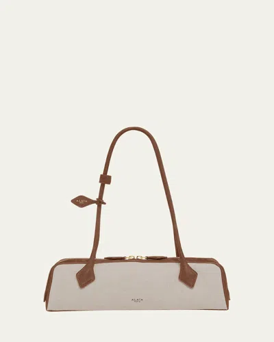 Alaïa Le Teckel Medium Shoulder Bag In Canvas And Leather