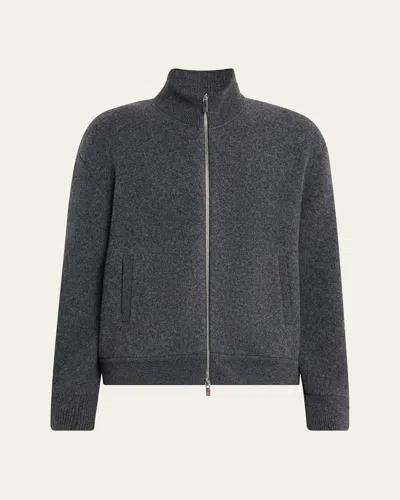 Thom Browne Wool Bomber Jacket With Minimalist Design And Tricolor Detail In Black