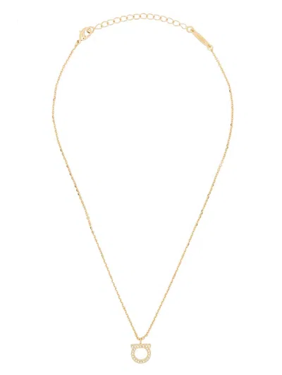 Ferragamo Women Gold-colored Necklace With Gancini Charm In Brass Woman