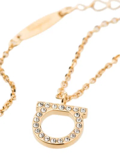 Ferragamo Women Gold-colored Necklace With Gancini Charm In Brass Woman