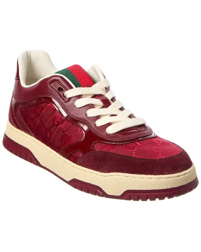 Gucci Burgundy Leather And Gg Supreme Fabric Re-web Sneakers