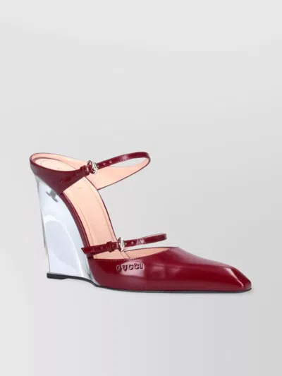 Gucci Pointed Toe Transparent Heel Wedge Pumps