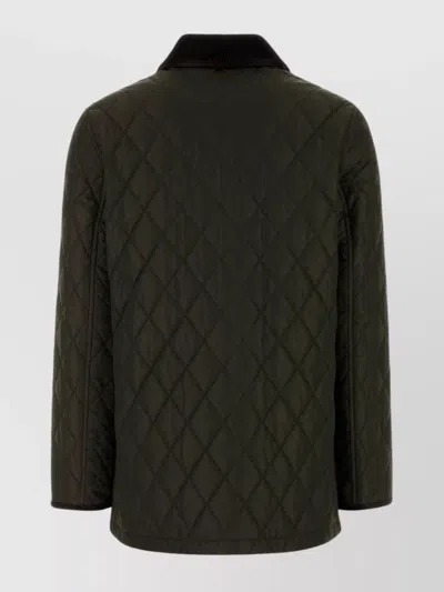 Burberry Quilted Country Jacket Corduroy Collar In Green