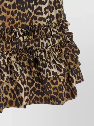 Ganni Leopard Printed Sleeveless Mini Dress In Animal Print