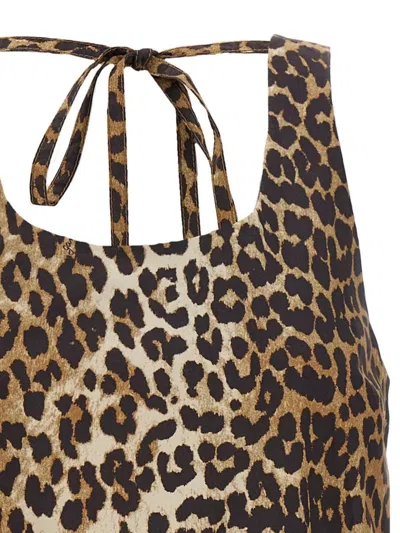 Ganni Leopard Printed Sleeveless Mini Dress In Animal Print