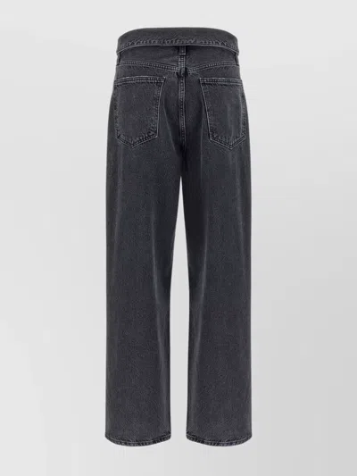 Agolde Blue Jeans With Front-fold Design And Logo Patch On The Rear In Black