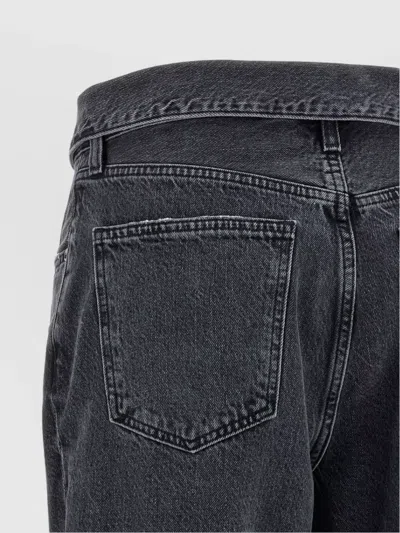 Agolde Blue Jeans With Front-fold Design And Logo Patch On The Rear In Black