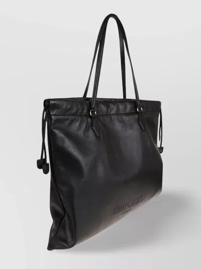 Jimmy Choo Soft Nappa Drawstring Tote With Elegant Embellishments In Black