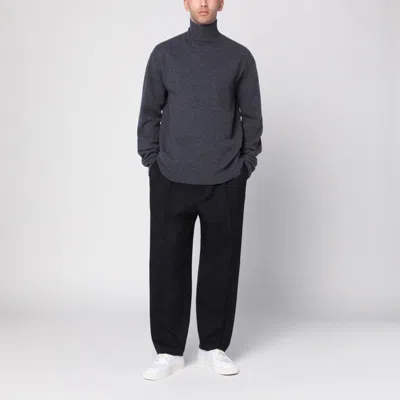 Jil Sander Grey Wool Turtleneck Sweater In Blue
