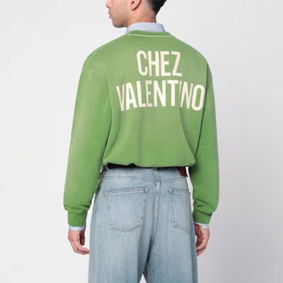 Valentino Cotton S Graphic Print Sweater In Green