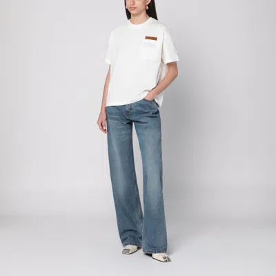 Bottega Veneta Pocket Detail Crew Neck Short Sleeve Top In White