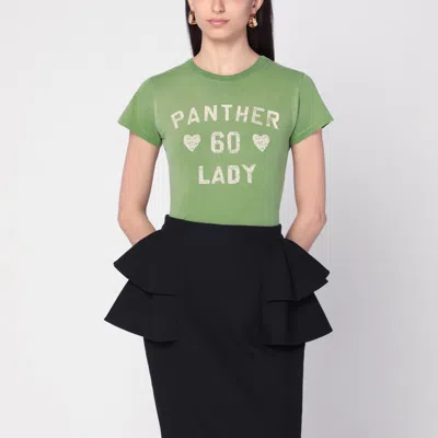 Valentino Panther Lady T-shirt In Green