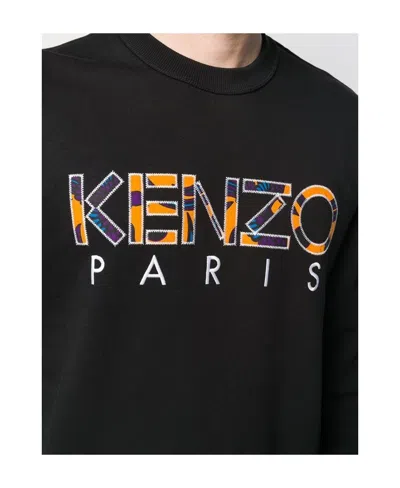 Kenzo Logo Cotton Pullover In Black
