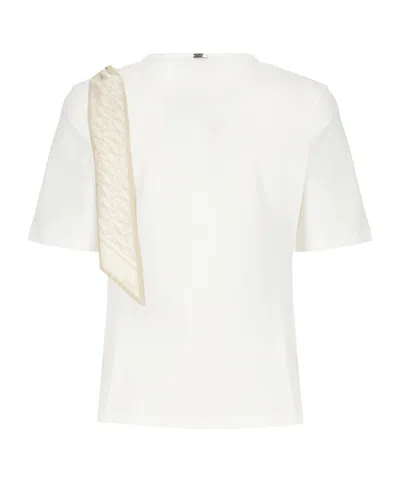 Herno T-shirt With Shoulder Scarf In White