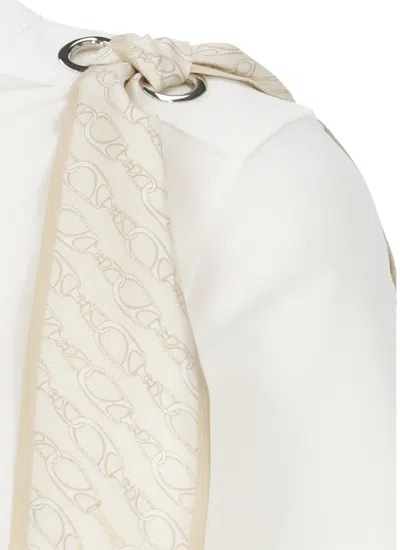 Herno T-shirt With Shoulder Scarf In White