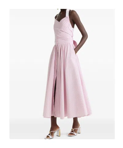 Patou Maxi Dress Halterneck Cotton Organic Printed Poplin In Pink