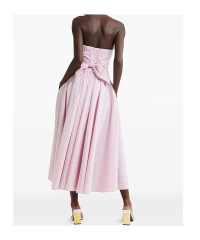 Patou Maxi Dress Halterneck Cotton Organic Printed Poplin In Pink