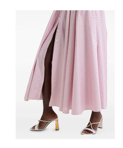 Patou Maxi Dress Halterneck Cotton Organic Printed Poplin In Pink