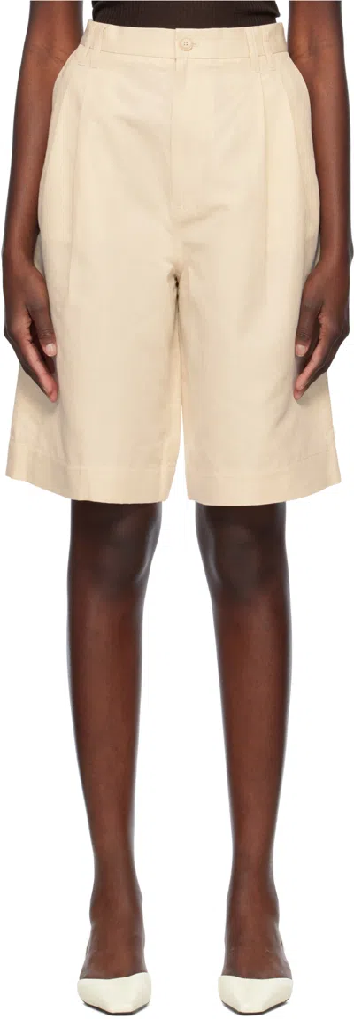 Filippa K Knee-length Relaxed Bermuda Shorts With Front Pleats In White