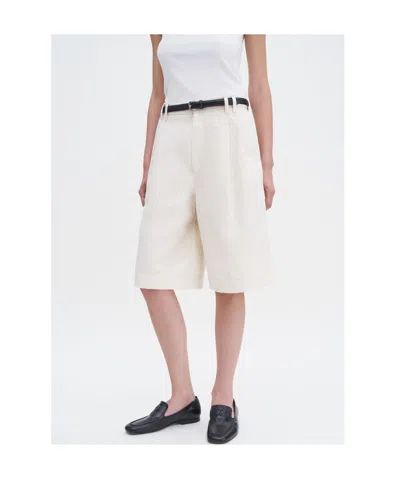Filippa K Knee-length Relaxed Bermuda Shorts With Front Pleats In White