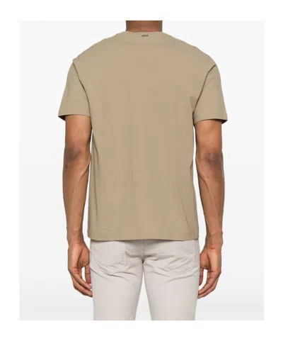 Herno Crew Neck Plain Design Short Sleeves T-shirt In Brown