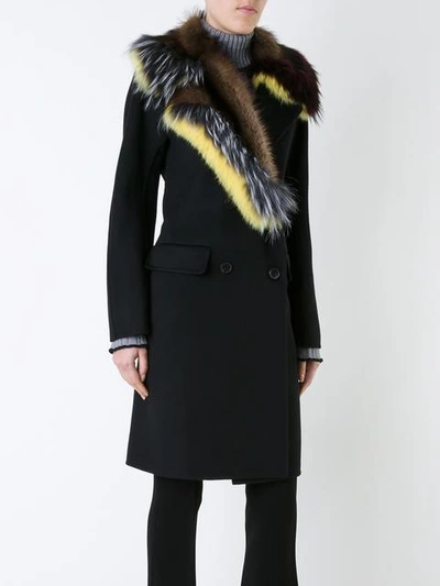 Shop Ermanno Scervino Fur Collar Coat - Black