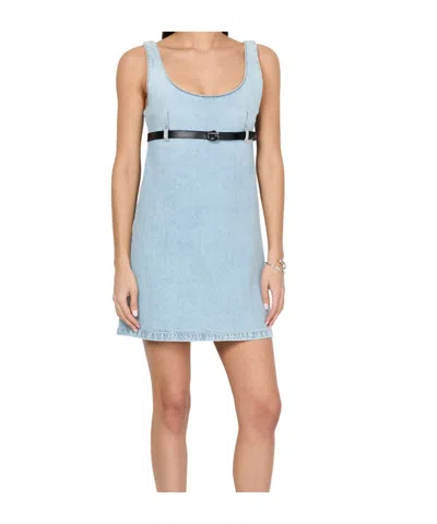 Coperni Belted Denim Mini Dress In Blue