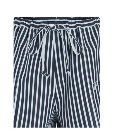 Patou Striped Logo Embroidered Drawstring Bermuda In Gray