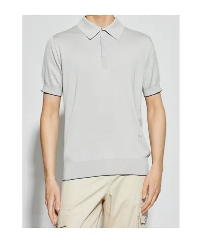Balmain Embroidered Monogram Polo T-shirt In Gray
