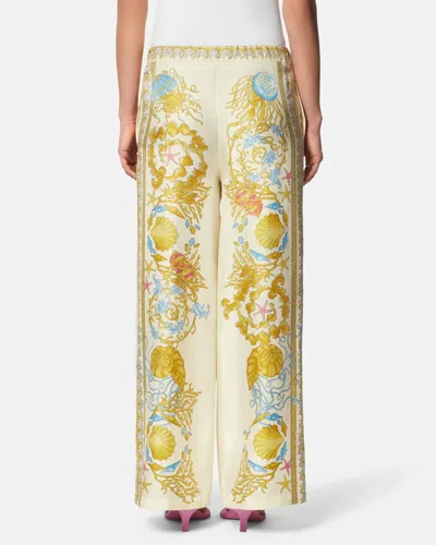 Versace Underwater Baroque Silk Pants In Brown