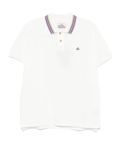 Vivienne Westwood Ribbed Collar Short Sleeves T-shirt In White